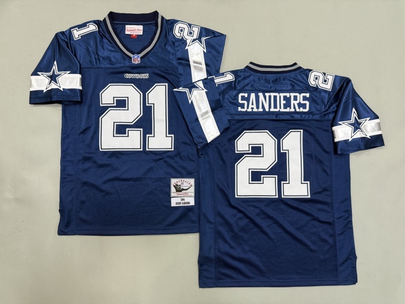 Men 2025 Nike Dallas Cowboys #21 Sanders Blue Throwback Limited NFL Jersey 001->dallas cowboys->NFL Jersey